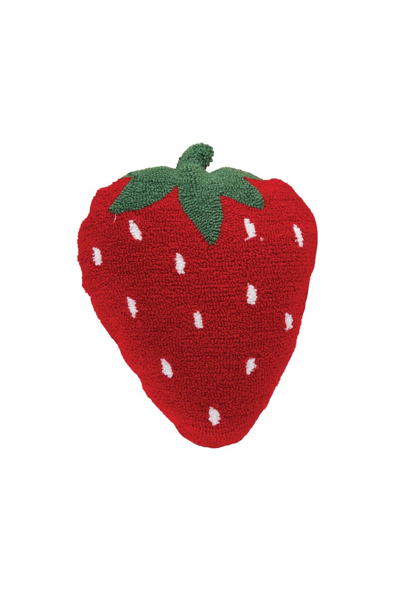 Strawberry Hooked Accent Throw Pillow 18", Main, color, Red