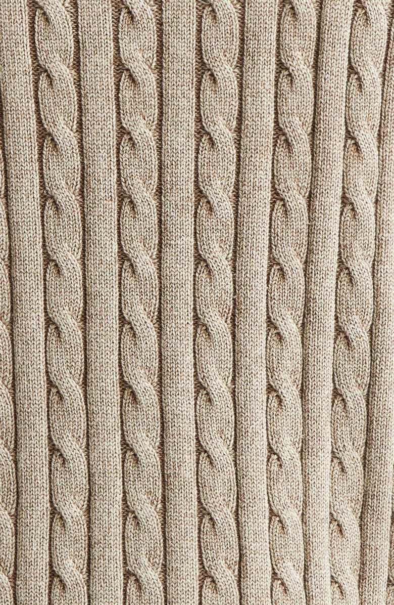 BEAMS Pigment Dyed Cable Knit Cotton Polo, Alternate, color, Beige