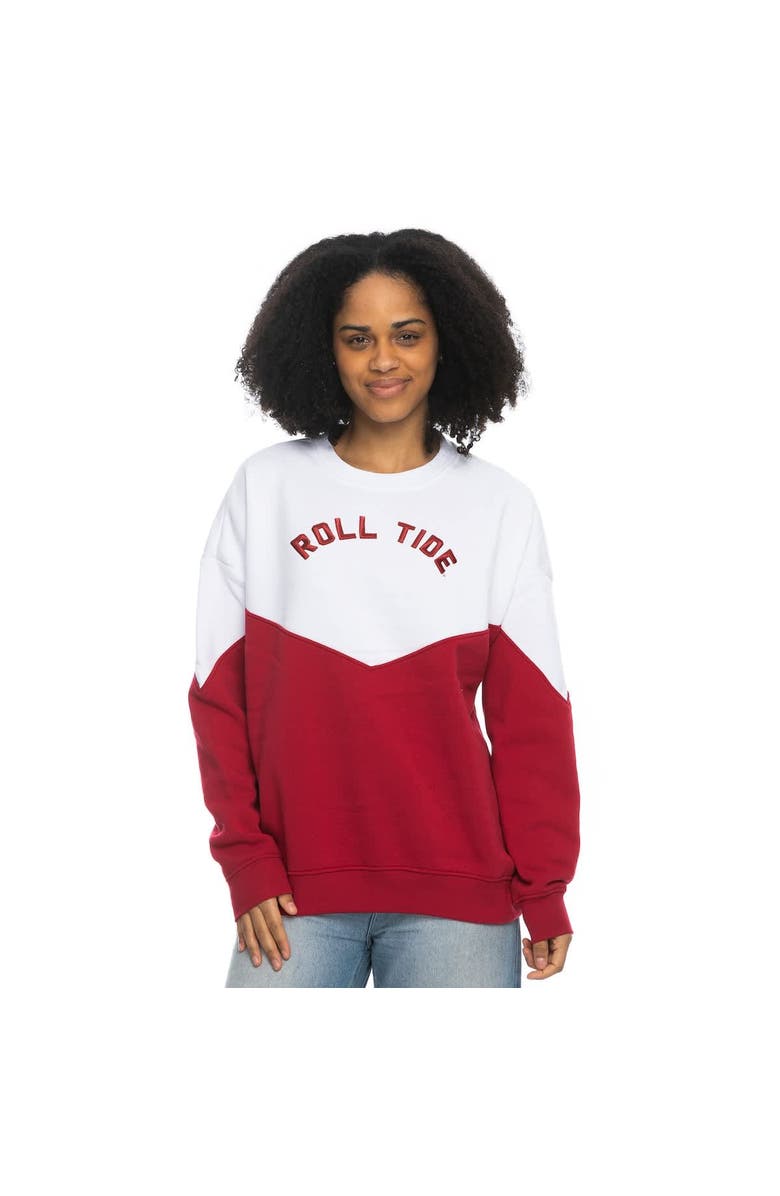 ZOOZATZ Women's ZooZatz White Alabama Crimson Tide Bestie Oversized Pullover Sweatshirt, Alternate, color, White