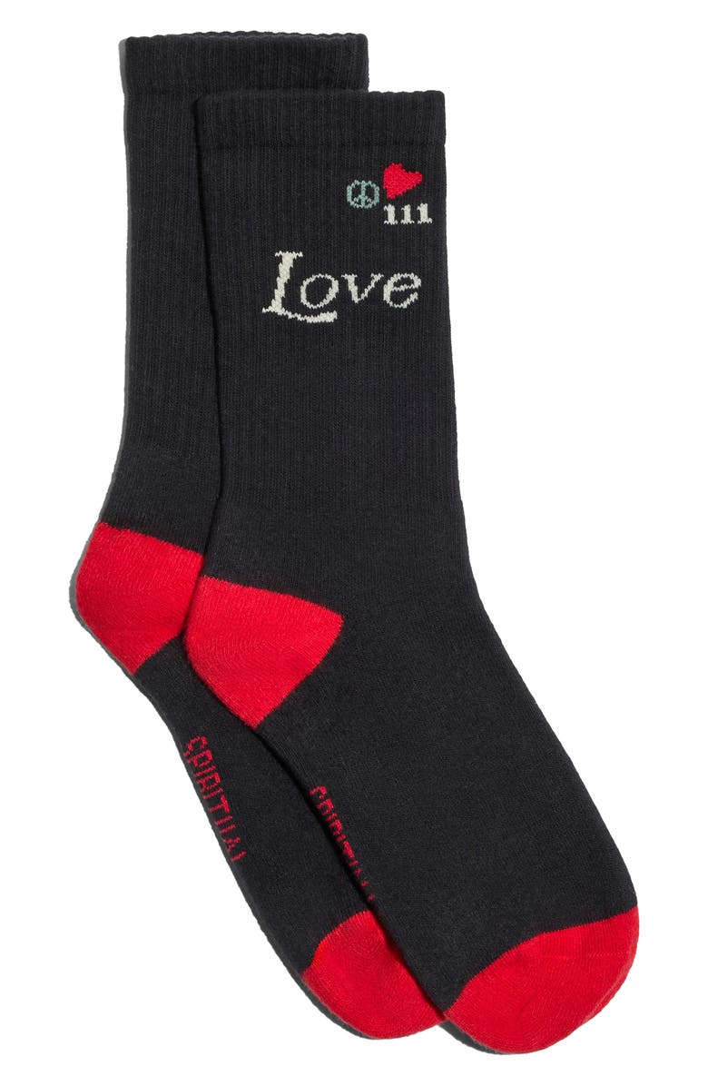 Spiritual Gangster Power of Love Crew Socks, Main, color, Black
