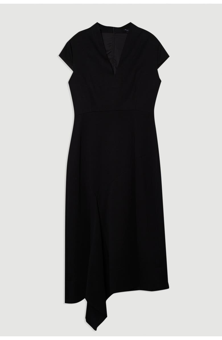 Karen Millen Asymmetric Front Tailored Midi Dress, Alternate, color, Black