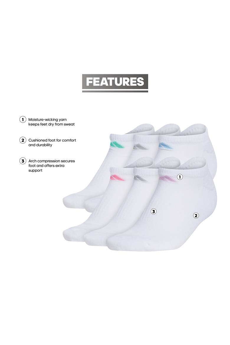 Athletic Cushion Socks - Pack of 6, Alternate, color, WHITE