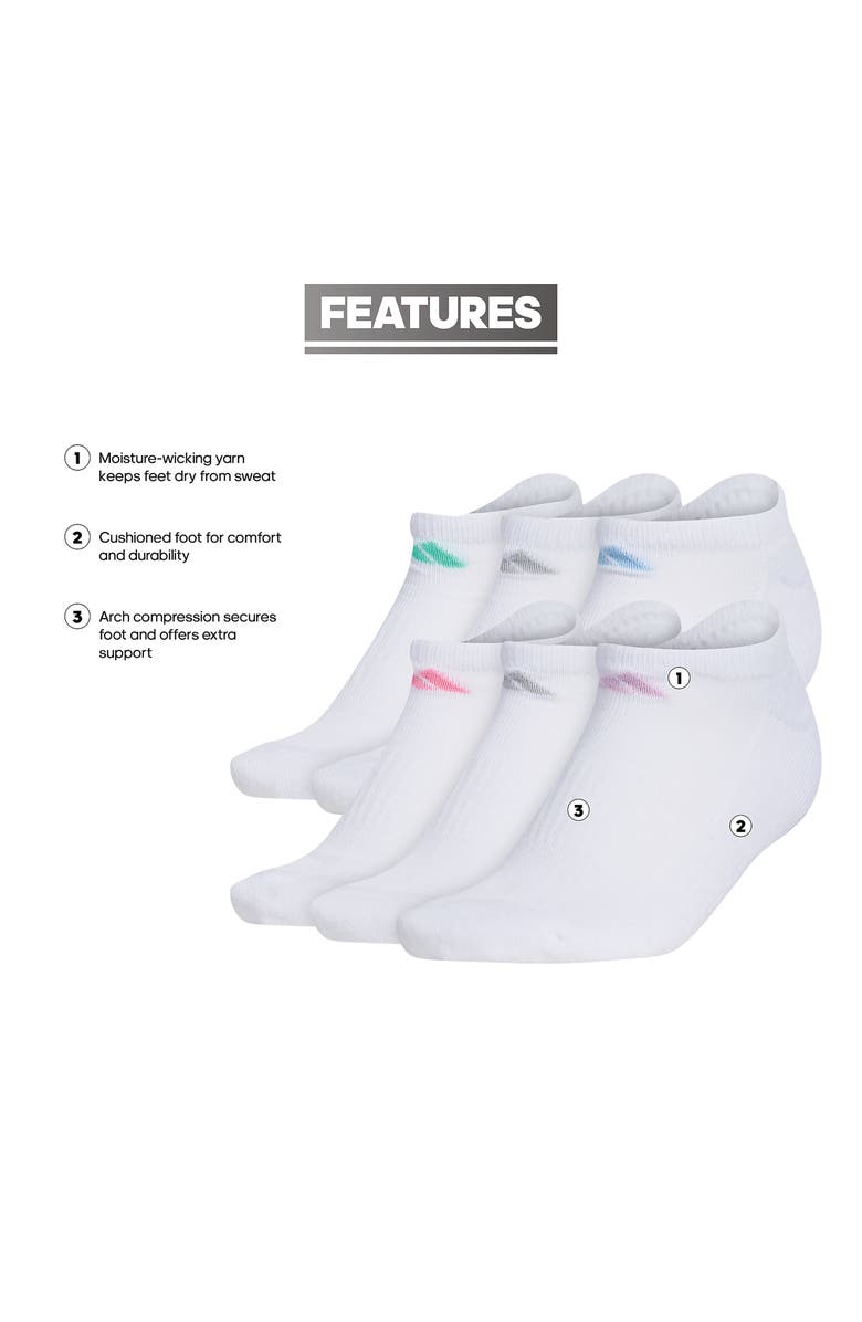 adidas Athletic Cushion Socks - Pack of 6, Alternate, color, White