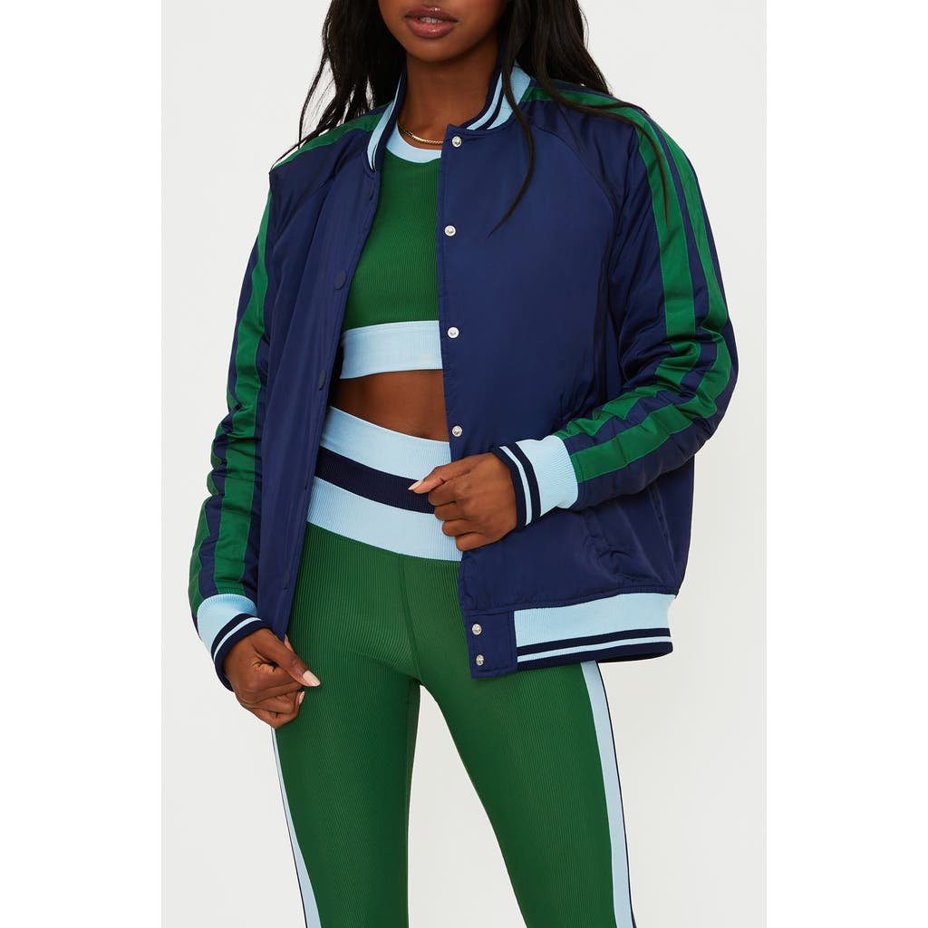Beach Riot Colorblocked Flight Jacket In Blue