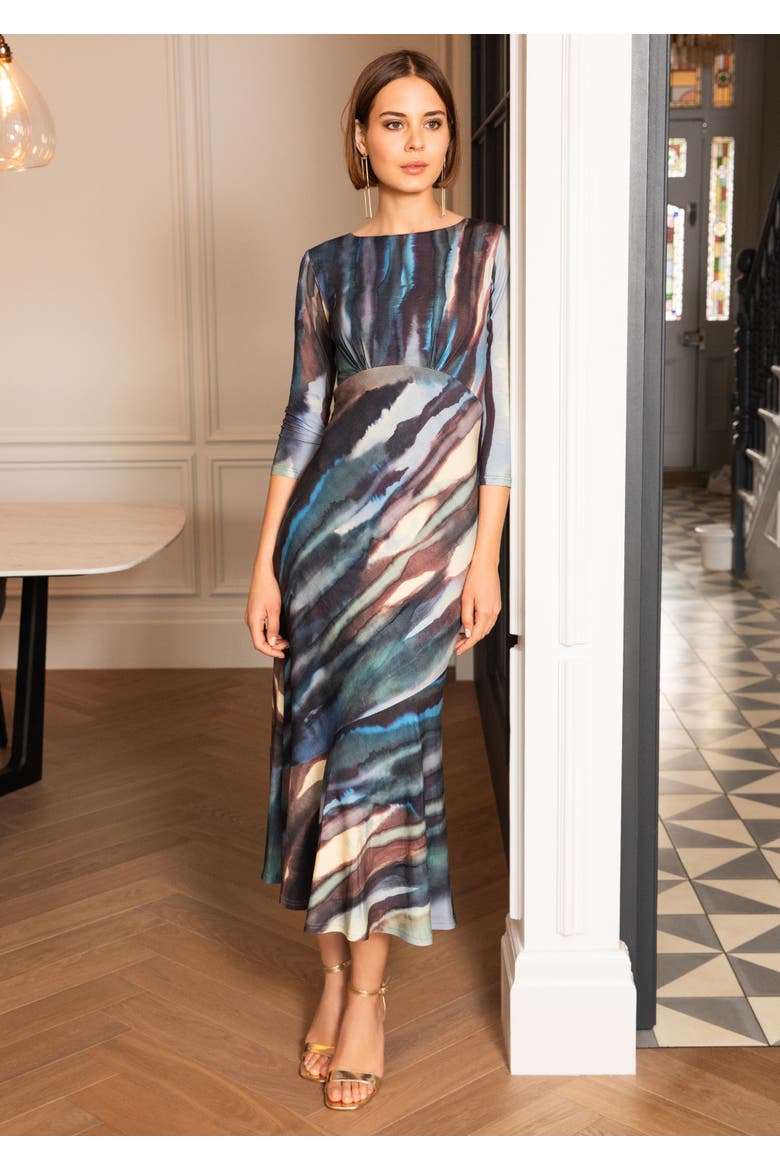 Maxine Asymmetric Dress, Alternate, color, Ocean Blue