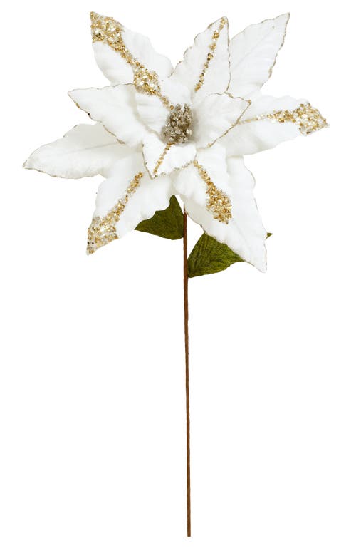 Mark Roberts Icy Poinsettia Stem , Set Of 6 In White