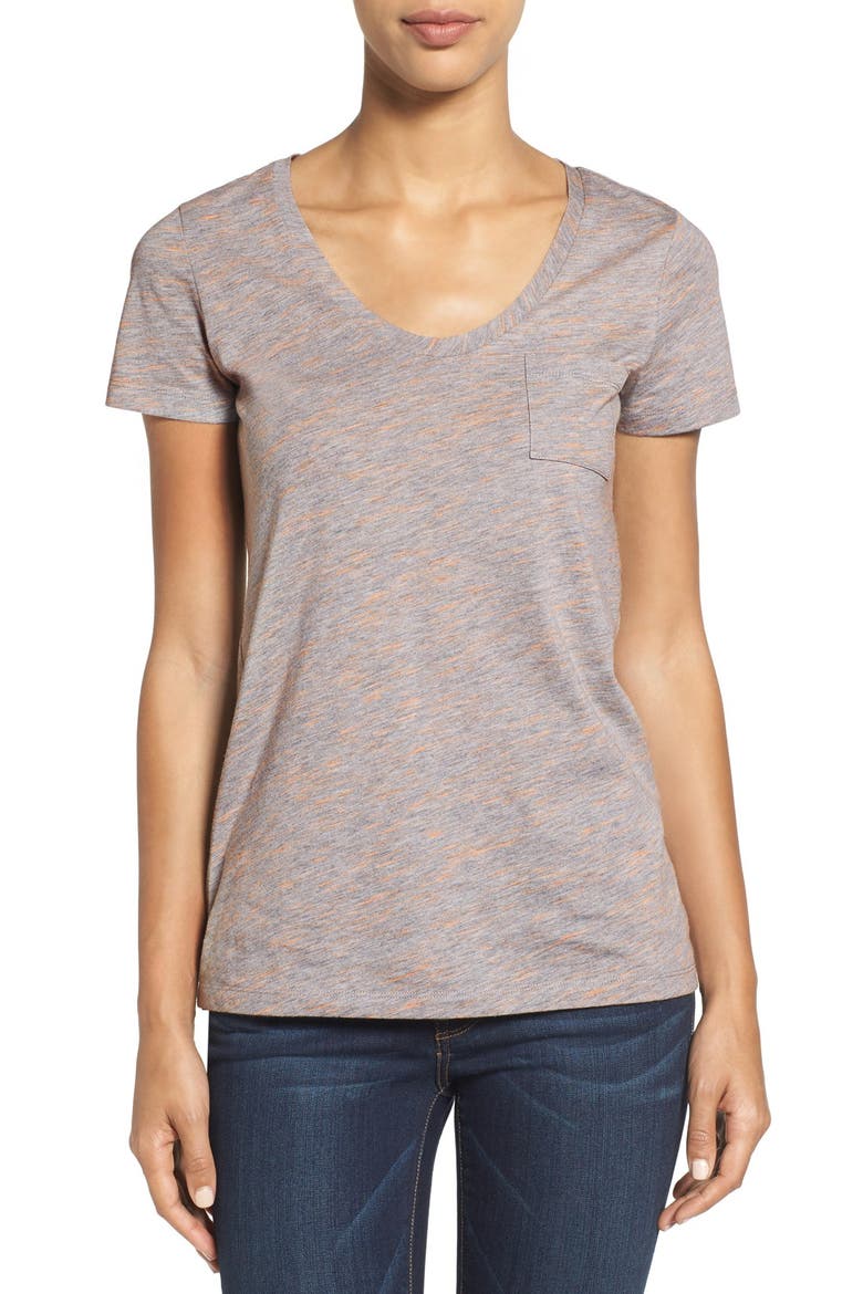 U-Neck T-Shirt, Main, color, HEATHER GREY SPACEDYE