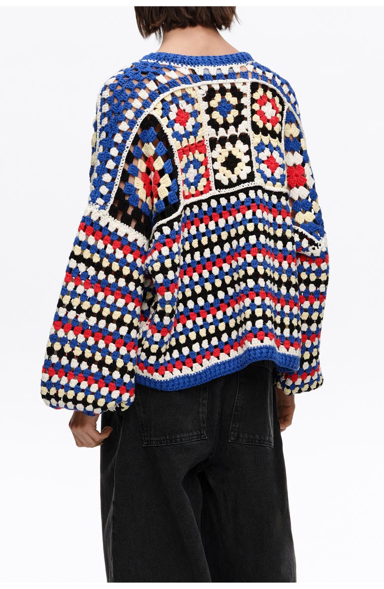 Bimba y Lola Crochet Balloon Cardigan, Alternate, color, Blue