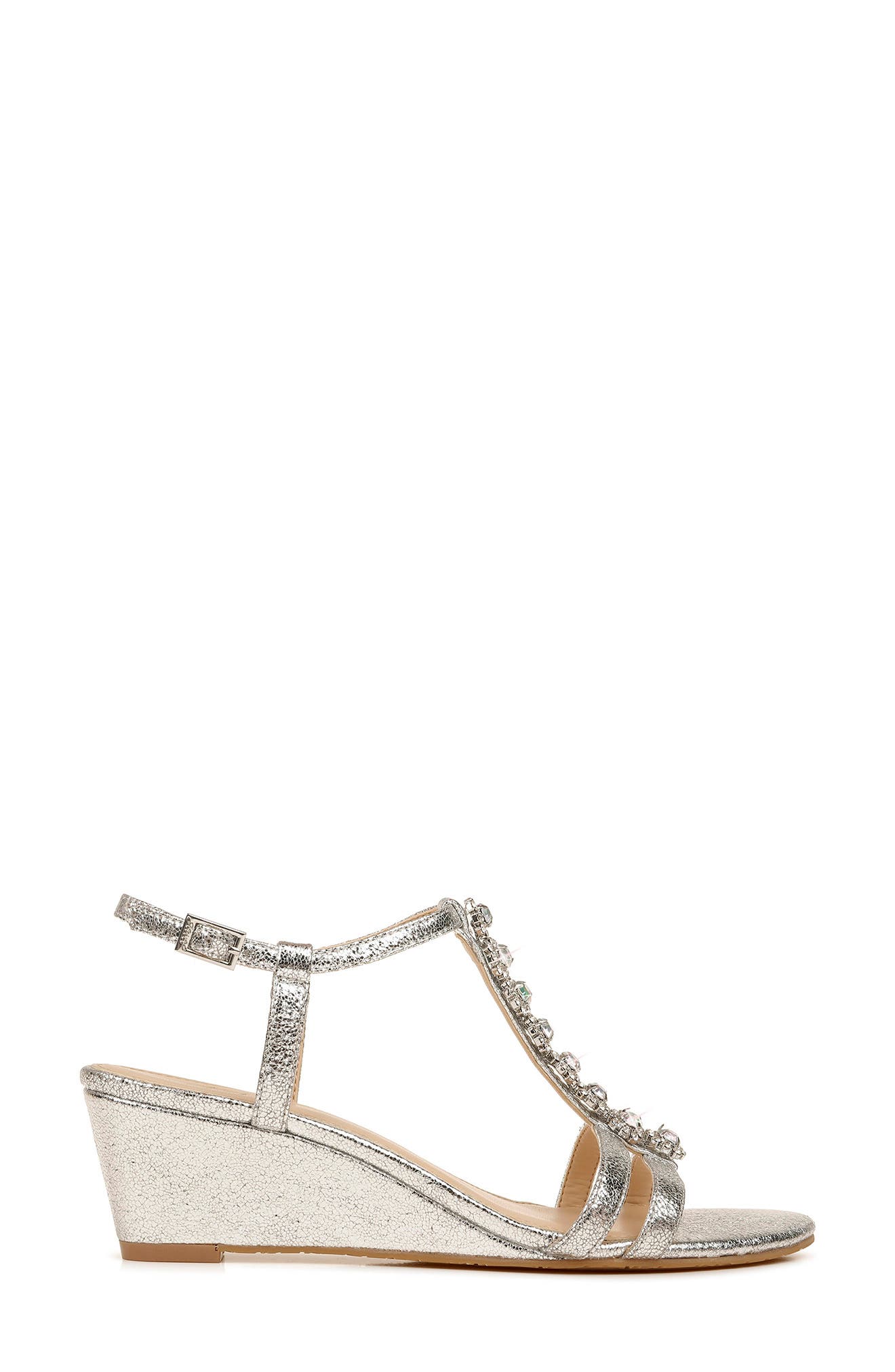 Jewel Badgley Mischka Farah Crystal Embellished Wedge Sandal, Alternate, color, 