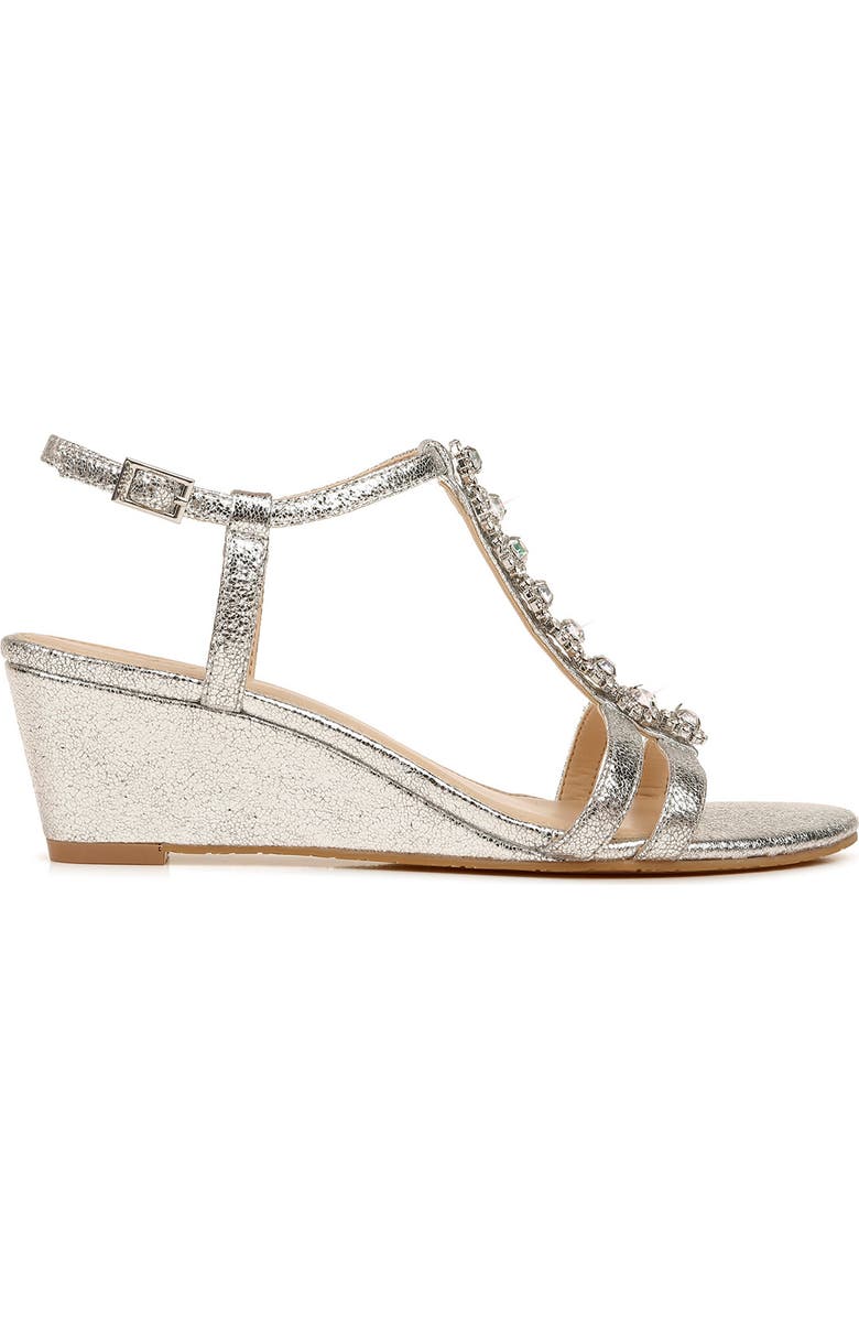 Jewel Badgley Mischka Farah Crystal Embellished Wedge Sandal, Alternate, color,