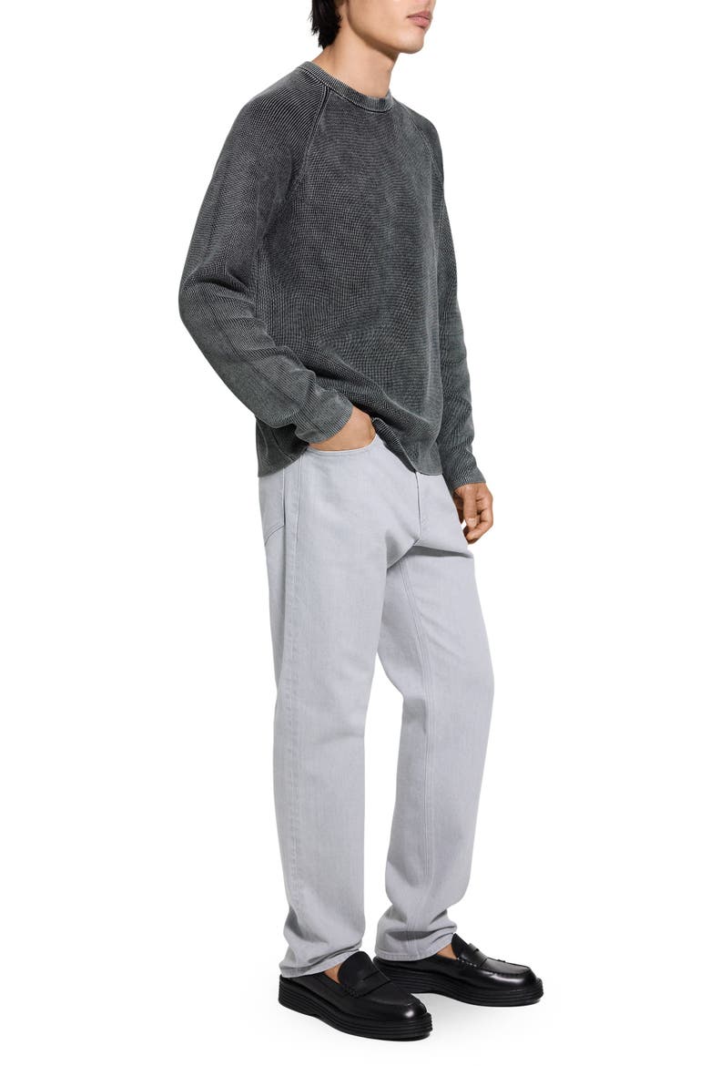 Washed Crewneck in Cotton Sweater, Alternate, color, WASHED BLACK