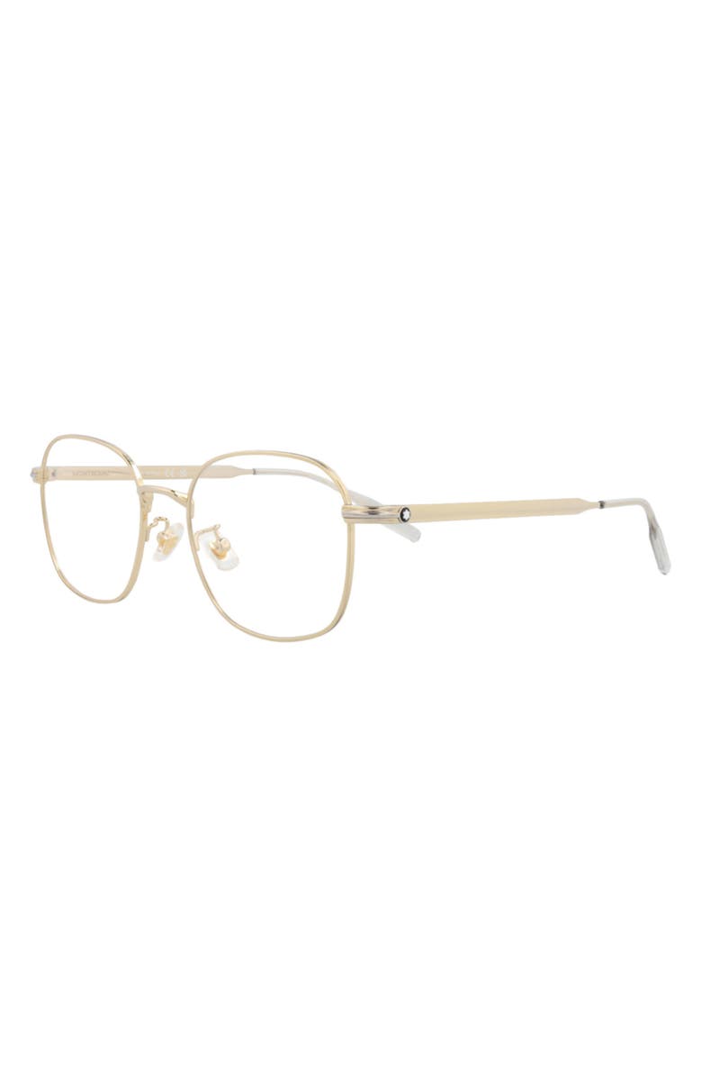 Montblanc 52mm Square Optical Glasses, Alternate, color, Gold Transparent