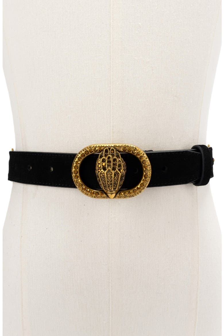 Chelsea Suede Chain Belt, Alternate, color, BLACK