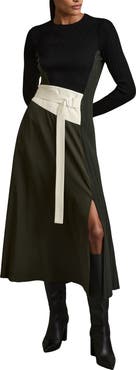 Reiss Emilina Mixed Media Long Sleeve Dress