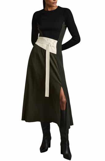 Reiss Emilina Mixed Media Long Sleeve Dress