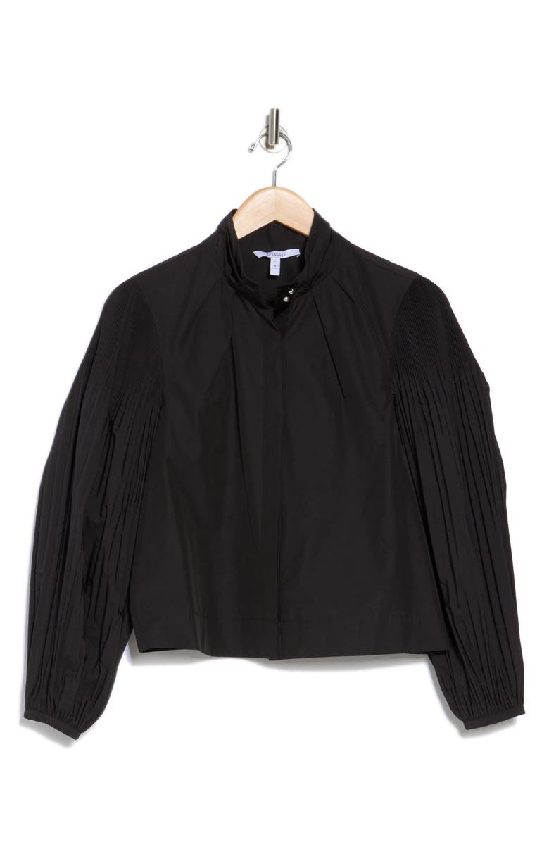 Derek Lam 10 Crosby Lupa Pleated Long Sleeve Button-Up Shirt, Alternate, color, Black