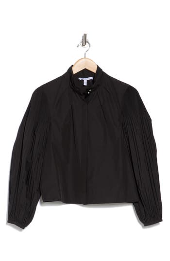 Derek Lam 10 Crosby Lupa Pleated Sleeve Blouse In Black
