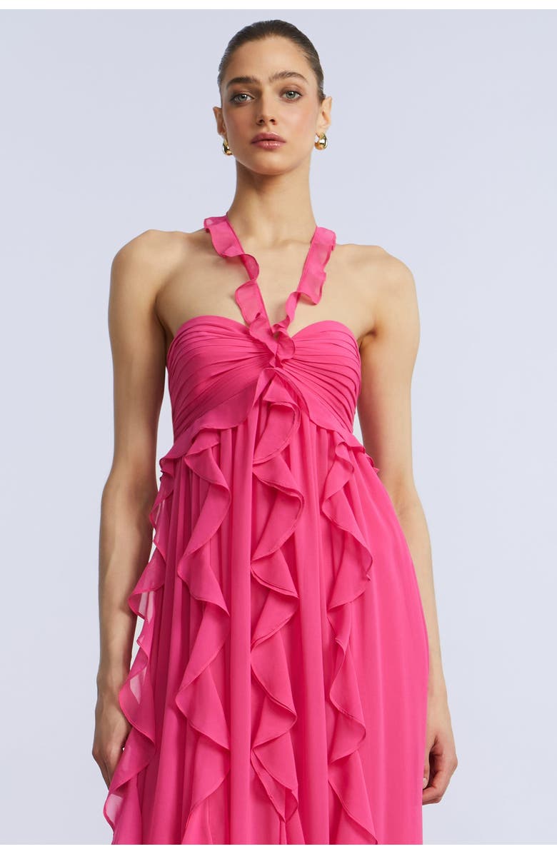 BCBGMAXAZRIA Ruffle Chiffon Gown, Alternate, color, Fuchsia Purple