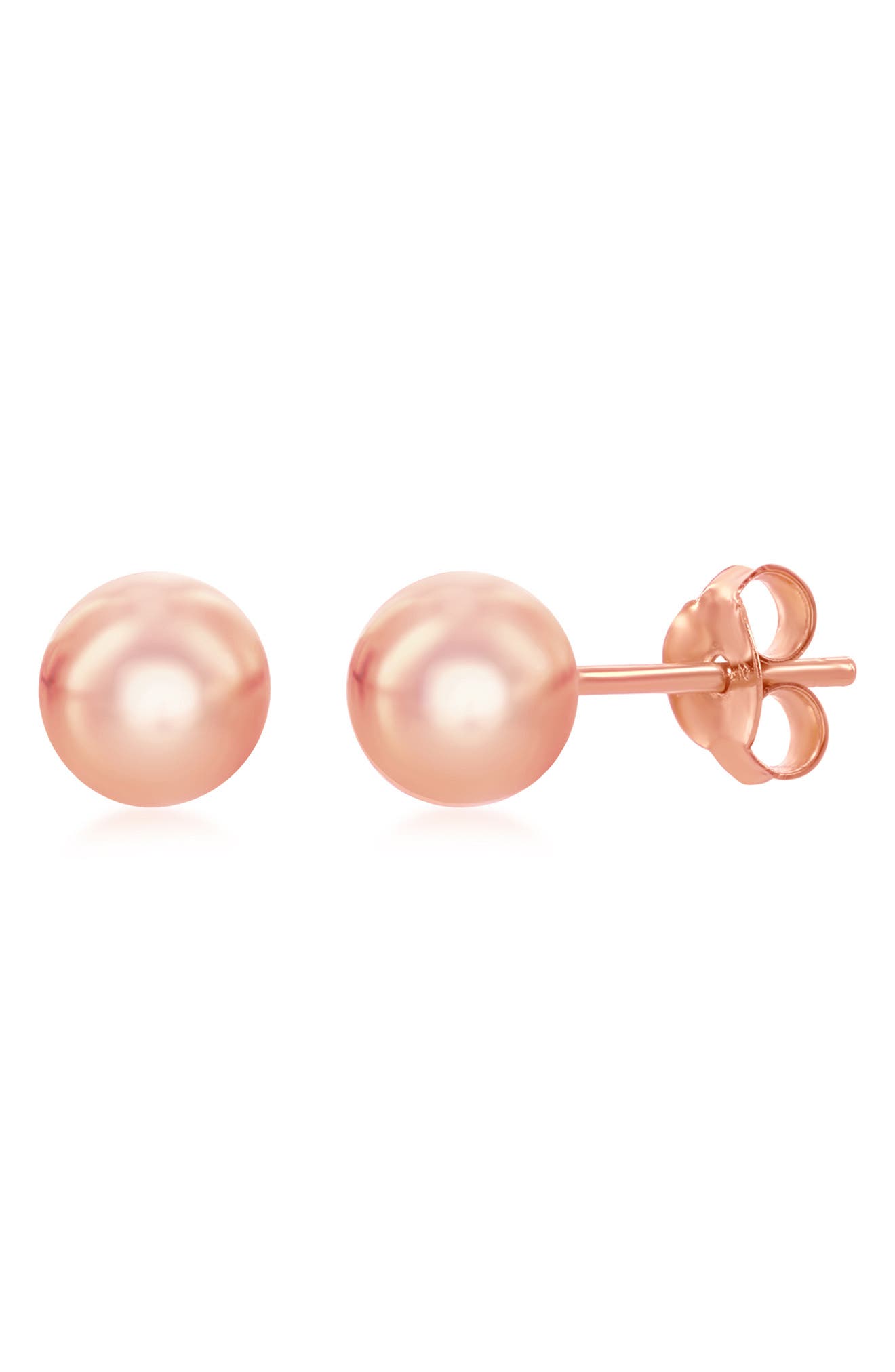 SIMONA 14K Rose Gold Plated Sterling Silver 6mm Ball Stud Earrings