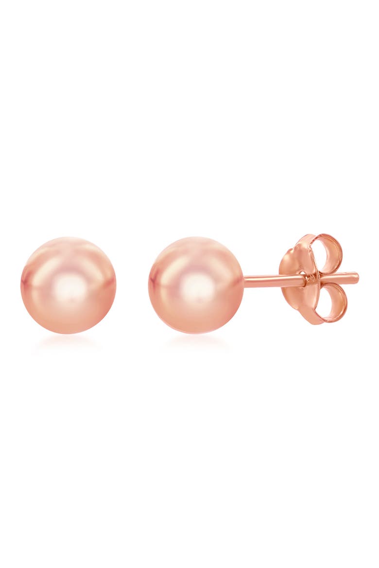 14K Rose Gold Plated Sterling Silver 6mm Ball Stud Earrings, Main, color, ROSE