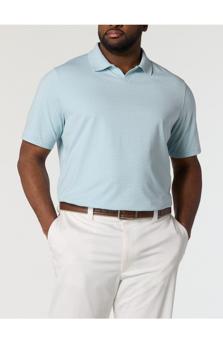 Oak Hill by DXL Big & Tall  Printed Notch-Collar Tech Polo Shirt, Main, color, Winter Sky