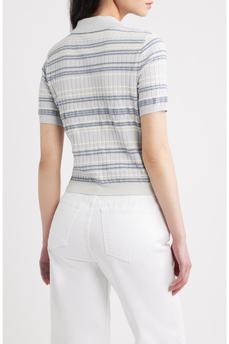 Karina Stripe Short Sleeve Cardigan, Alternate, color, LIGHT BLUE