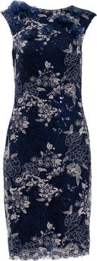 Tadashi Shoji Embroidered Sequin Lace Sleeveless Cocktail Sheath Dress