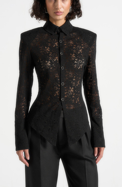 Sila Wide Shoulder Lace Angled Shirt