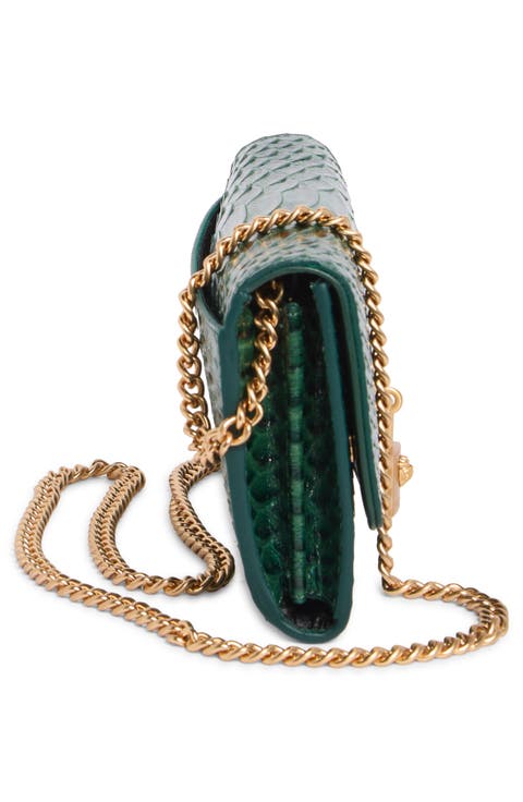 Croc Embossed Faux Leather Wallet on a Chain