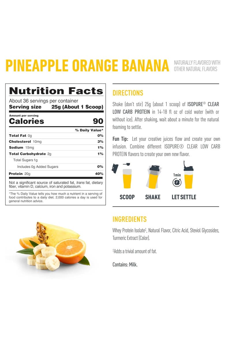 Infusions 100% Whey Protein Isolate Powder Pineapple Orange Banana, Alternate, color, None
