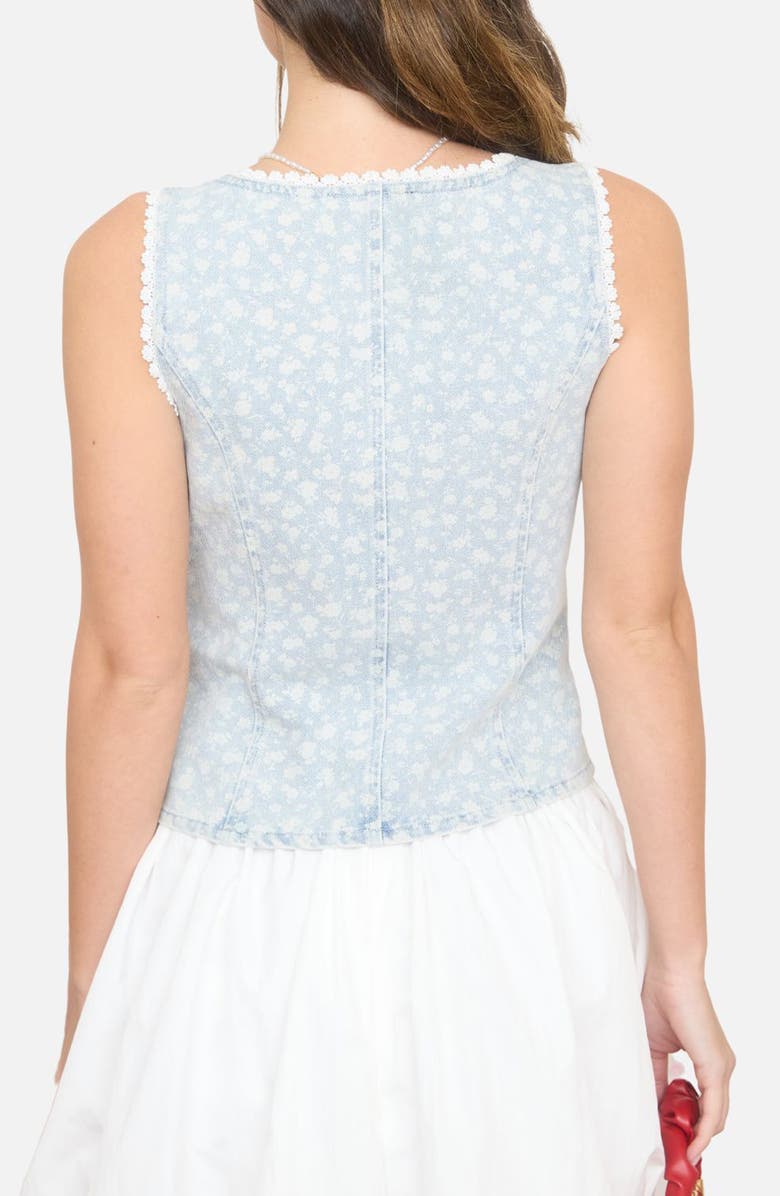 Blu Pepper Floral Denim Vest, Alternate, color, Denim