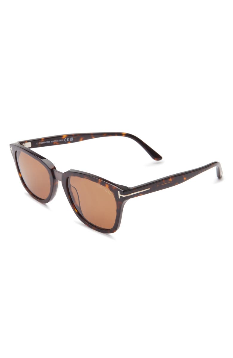 TOM FORD 53mm Square Sunglasses, Alternate, color, Dark Havana / Brown
