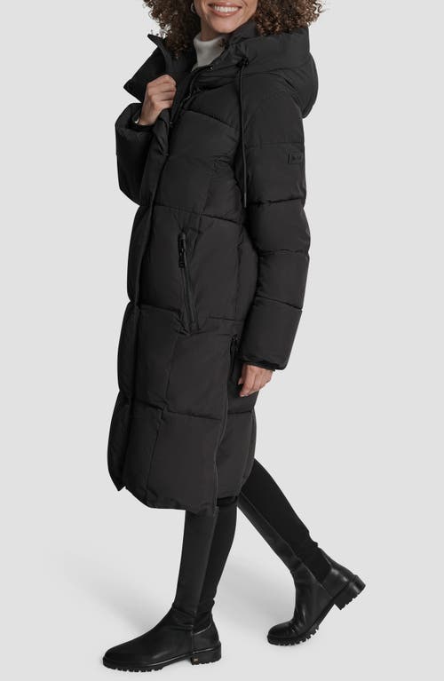 Dkny Box Quilted Longline Puffer Coat In Black