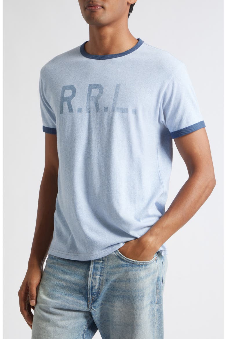 Stencil Logo Ringer T-Shirt, Alternate, color, LIGHT BLUE HEATHER