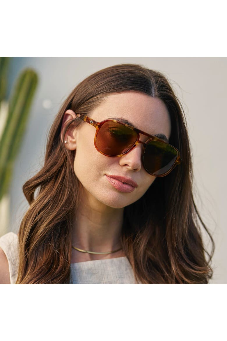 Indie - 57mm Aviator Polarized Sunglasses, Alternate, color, Honeycomb Tortoise