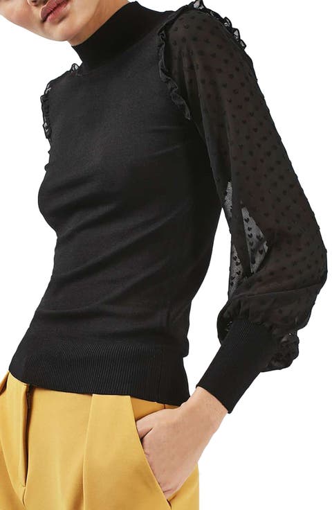 Chiffon Sleeve Sweater