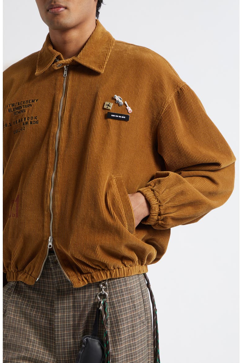 School Portrait Coach Cotton Corduroy Bomber Jacket, Alternate, color, CAMEL FADE OUT