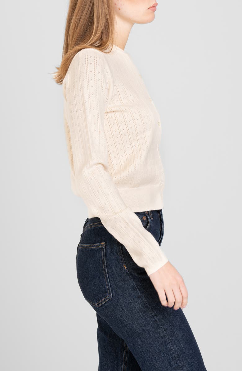 WAYF Sandy Pointelle Cardigan, Alternate, color, Ivory