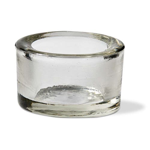 Tag Chunky Clear Glass Tealight Holder For Stylish Everyday Use In Transparent