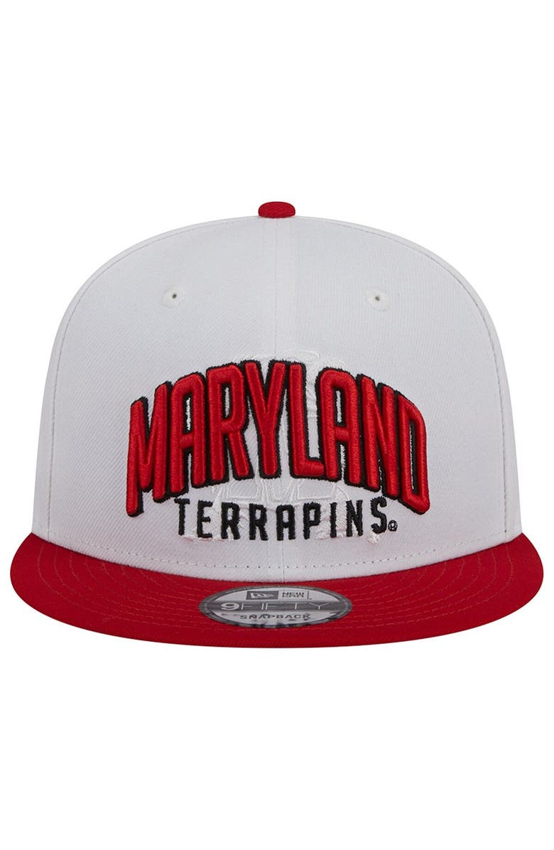 New Era Men's New Era White/Red Maryland Terrapins Two-Tone Layer 9FIFTY Snapback Hat, Alternate, color, 