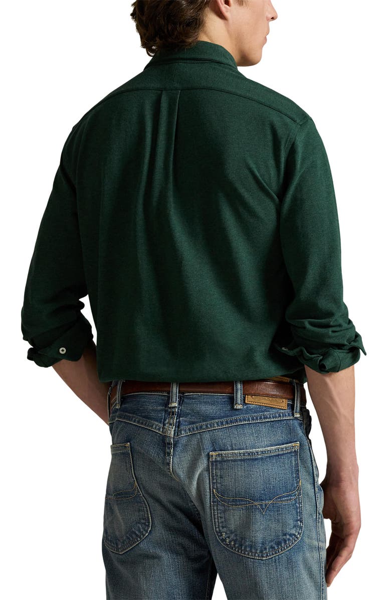 Polo Ralph Lauren Featherweight Stretch Cotton Piqué Button-Down Shirt, Alternate, color, Scotch Pine Heather