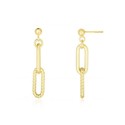 Double Link Textured Paperclip Drop Earrings