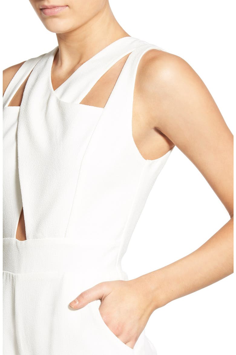 Cutout Detail Sleeveless Romper, Alternate, color, WHITE