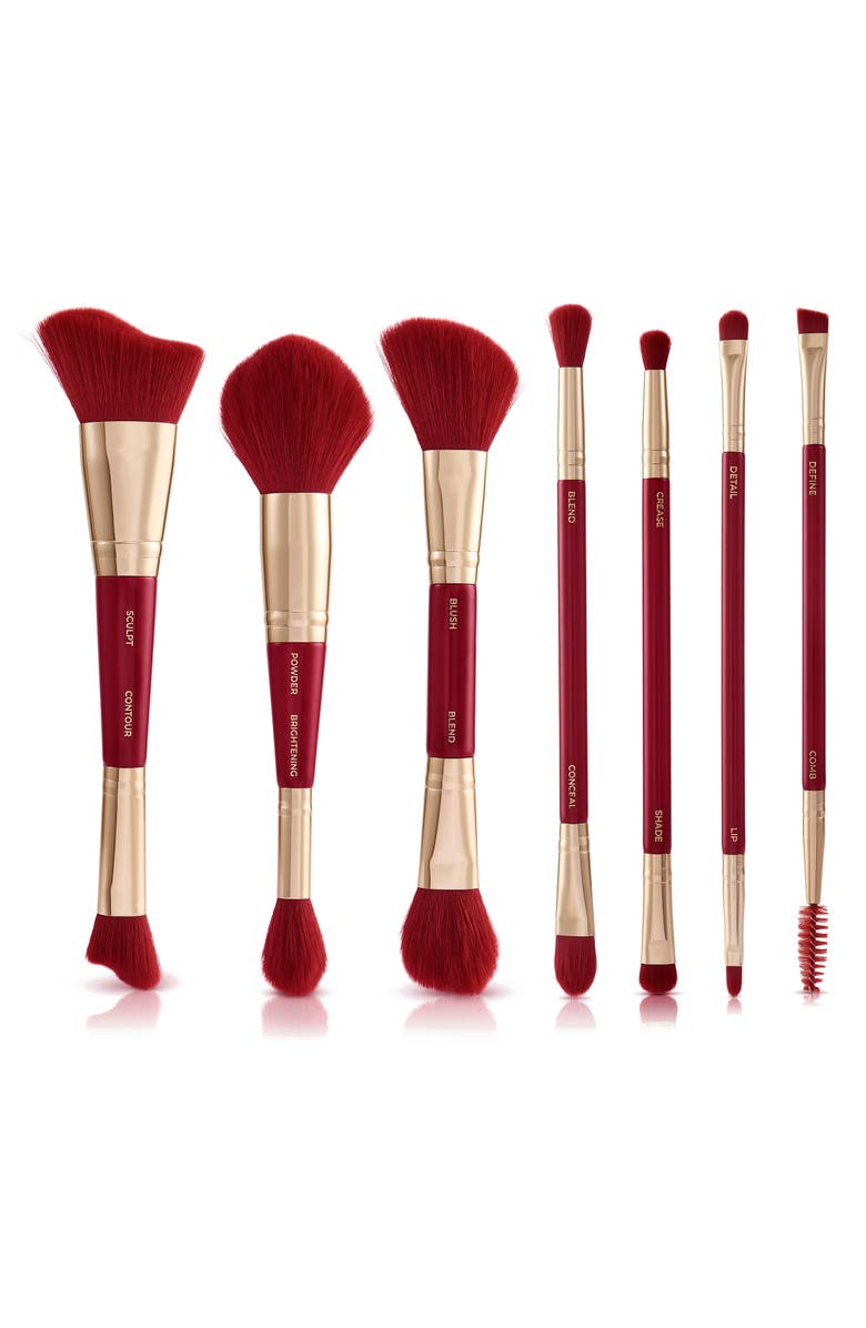 SPECTRUM Very Cherry 10-Piece Dual Ended Makeup Brush, Sponge & Puff Set $90 Value, Alternate, color, Red