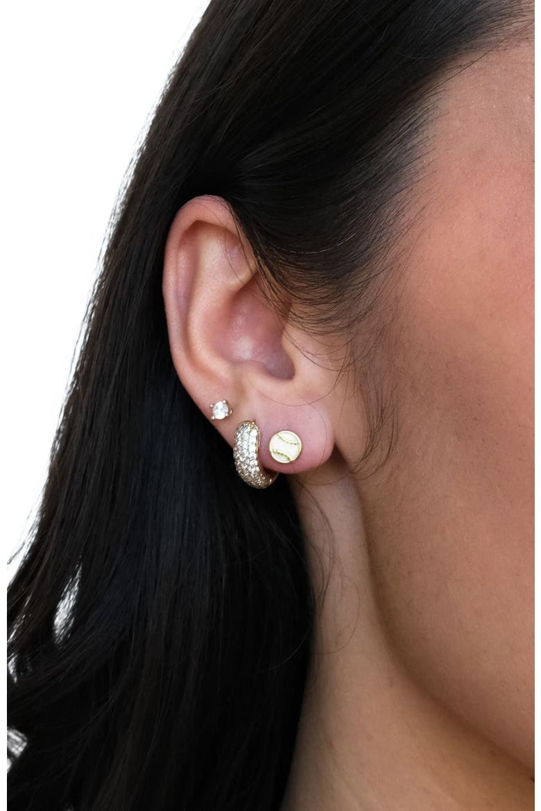 Baseball Stud Earrings, Alternate, color, Gold / White