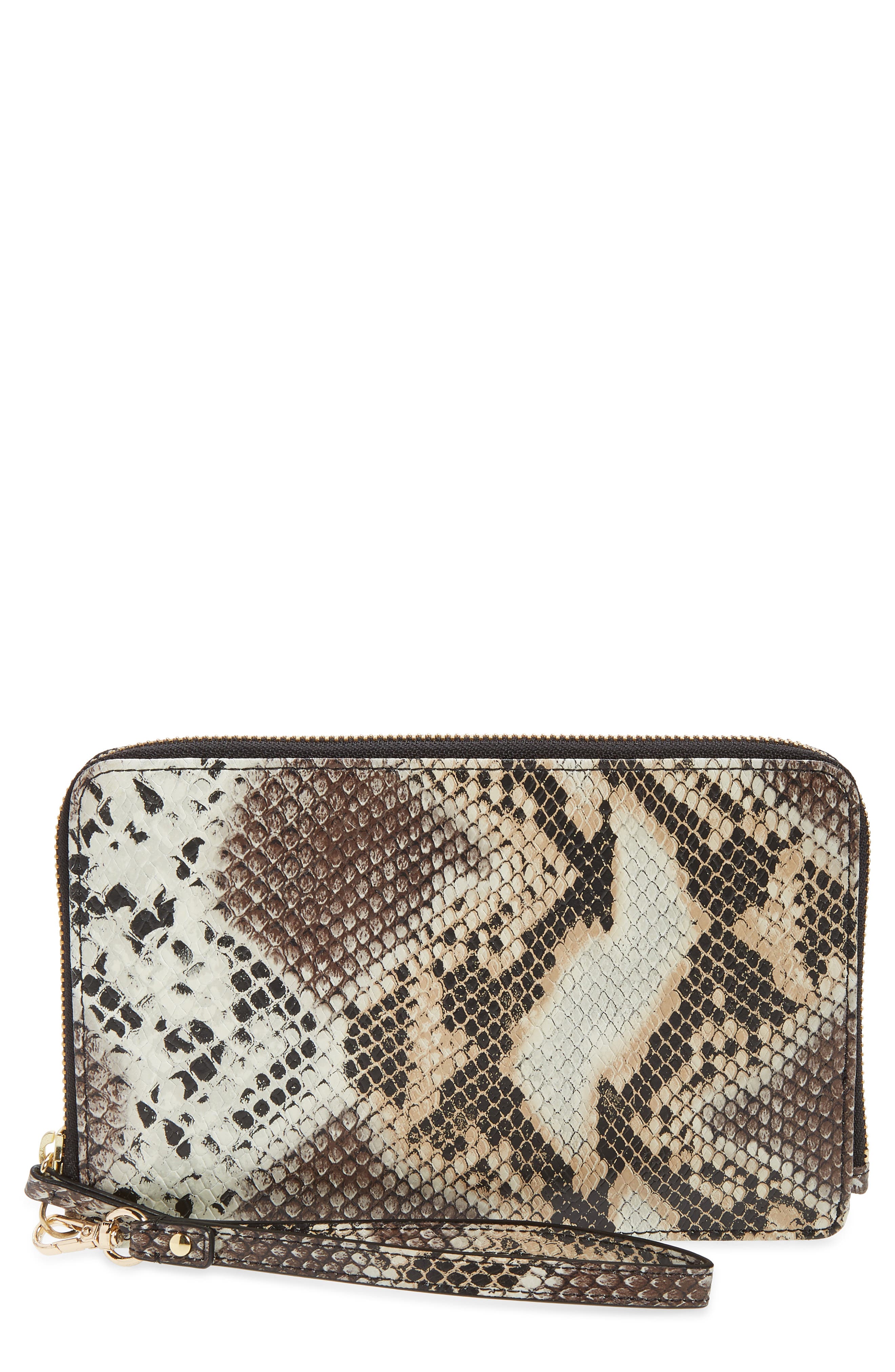 Nordstrom Amal Snakeskin Print Leather Clutch, Main, color, 