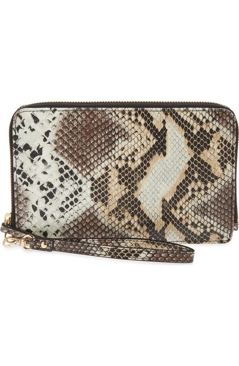 Nordstrom Amal Snakeskin Print Leather Clutch, Main, color,