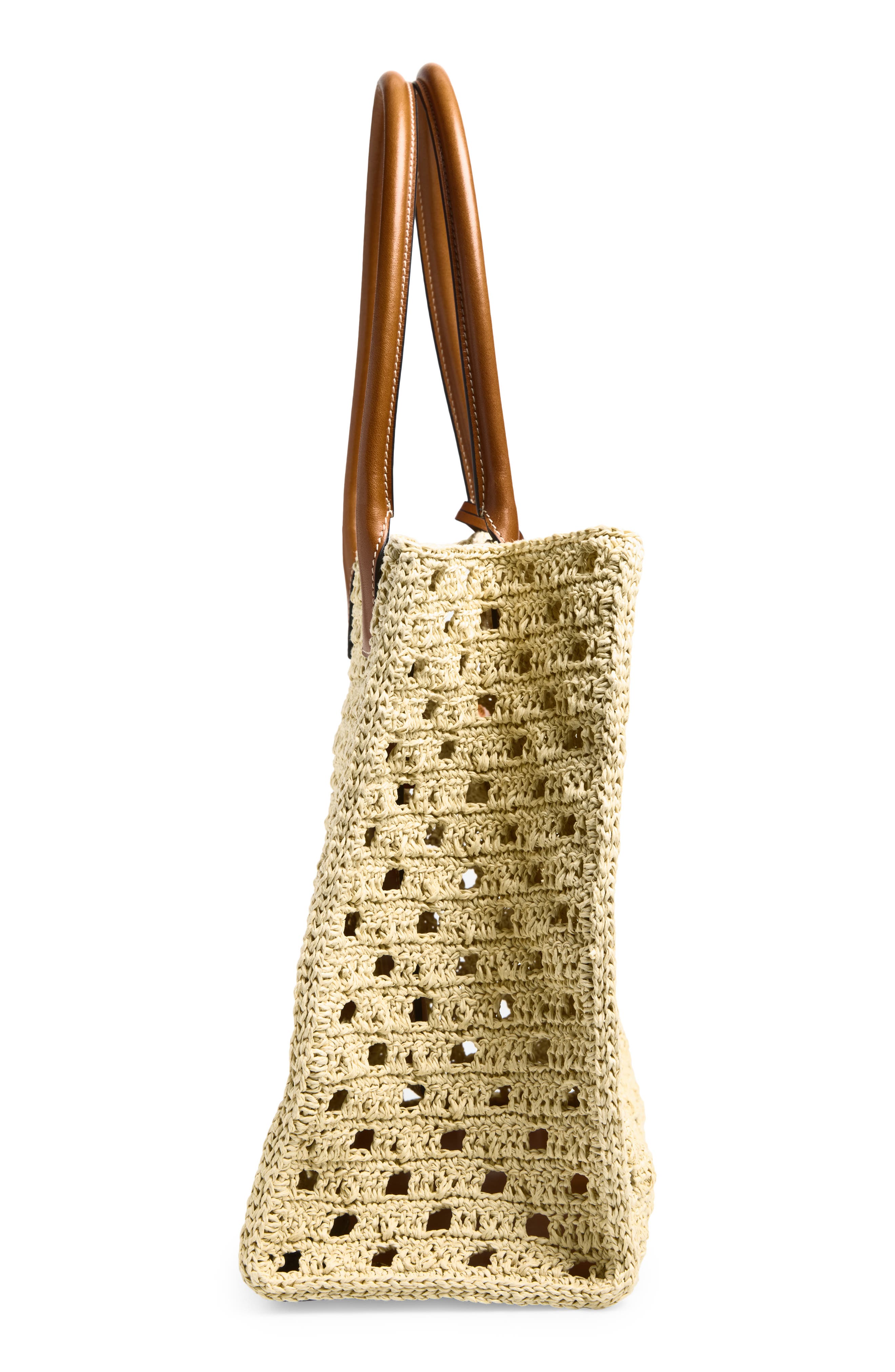 Versace Crochet Tote, Alternate, color, Natural Ambrer Gold