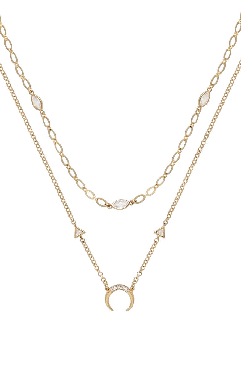 Ettika Crescent Horn Set of 2 Necklaces, Main, color,