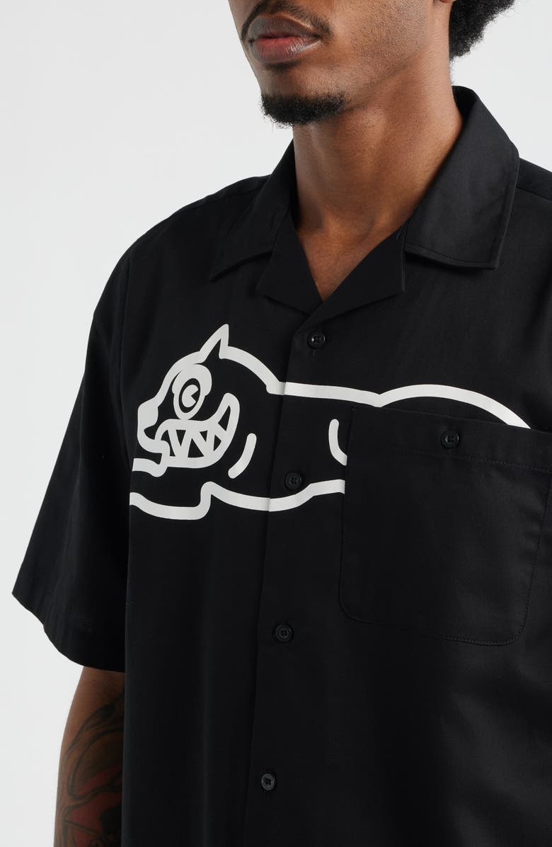 ICECREAM Camper Short Sleeve Button-Up Shirt, Alternate, color, Black